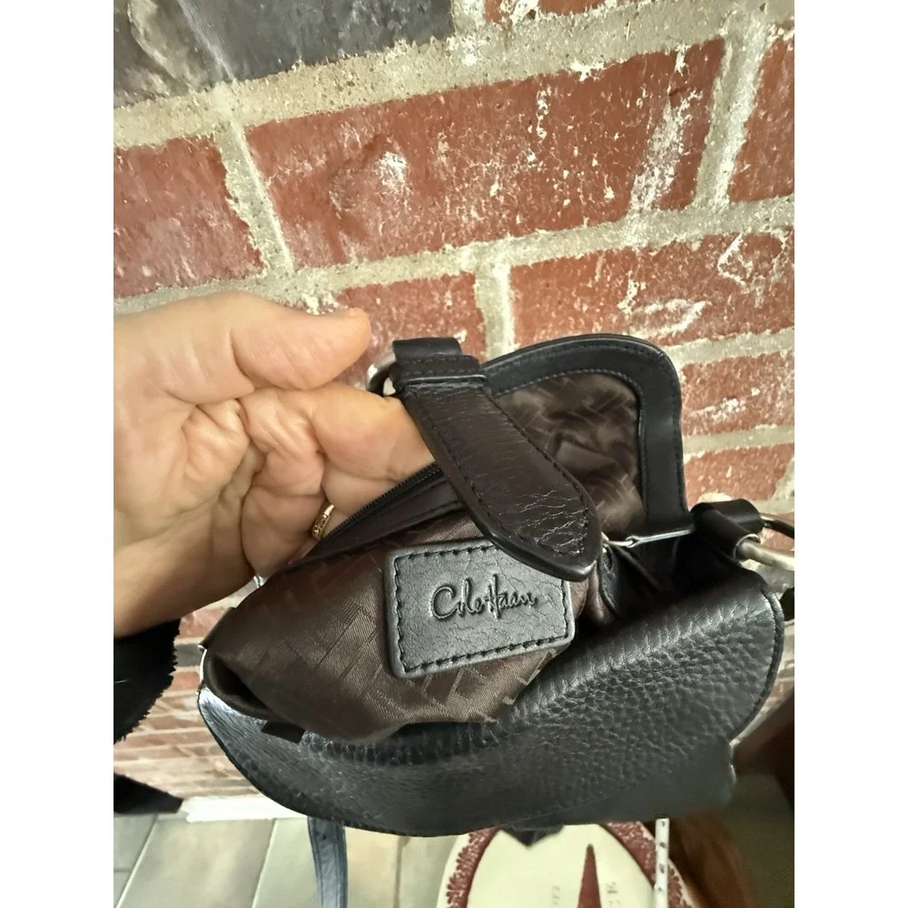 Black Leather Cole Haan Crossbody‎ w/Adj. Strap,